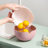 Maxbell Colander Rice Washer Strainer Bowl Drain Strainer Basket for Tomatoes Beans pink