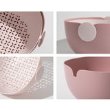 Maxbell Colander Rice Washer Strainer Bowl Drain Strainer Basket for Tomatoes Beans pink