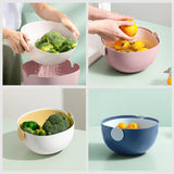 Maxbell Fruit Drain Basket Colander Detachable Food Storage Baskets for Home Kitchen Pink