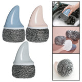 Maxbell Cleaning Ball Brush Pot Cleaning Brush with Handle for Washing  Blue