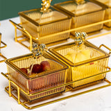 Maxbell Caddy Serving Platter 6 Bowls with Lid Storage Container for Wedding Salad Golden Clear Lids