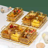 Maxbell Caddy Serving Platter 6 Bowls with Lid Storage Container for Wedding Salad Golden Clear Lids