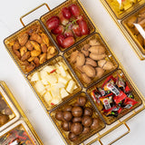 Maxbell Caddy Serving Platter 6 Bowls with Lid Storage Container for Wedding Salad Golden Clear Lids