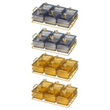 Maxbell Caddy Serving Platter 6 Bowls with Lid Storage Container for Wedding Salad Golden Clear Lids