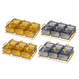 Maxbell Caddy Serving Platter 6 Bowls with Lid Storage Container for Wedding Salad Golden Clear Lids