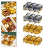Maxbell Caddy Serving Platter 6 Bowls with Lid Storage Container for Wedding Salad Golden Clear Lids