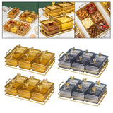 Maxbell Caddy Serving Platter 6 Bowls with Lid Storage Container for Wedding Salad Golden Clear Lids