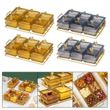 Maxbell Caddy Serving Platter 6 Bowls with Lid Storage Container for Wedding Salad Golden Clear Lids