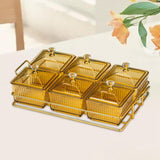 Maxbell Caddy Serving Platter 6 Bowls with Lid Storage Container for Wedding Salad Golden Clear Lids