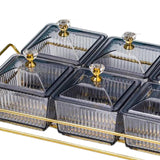 Maxbell Caddy Serving Platter 6 Bowls with Lid Storage Container for Wedding Salad Gray Clear Lids