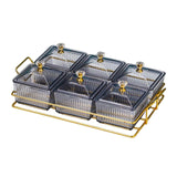 Maxbell Caddy Serving Platter 6 Bowls with Lid Storage Container for Wedding Salad Gray Clear Lids