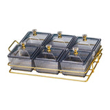 Maxbell Caddy Serving Platter 6 Bowls with Lid Storage Container for Wedding Salad Gray Clear Lids