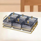 Maxbell Caddy Serving Platter 6 Bowls with Lid Storage Container for Wedding Salad Gray Clear Lids