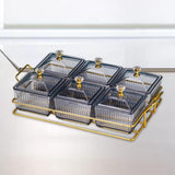 Maxbell Caddy Serving Platter 6 Bowls with Lid Storage Container for Wedding Salad Gray Clear Lids