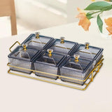 Maxbell Caddy Serving Platter 6 Bowls with Lid Storage Container for Wedding Salad Gray Clear Lids