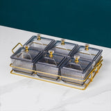 Maxbell Caddy Serving Platter 6 Bowls with Lid Storage Container for Wedding Salad Gray Clear Lids