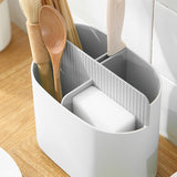 Maxbell Chopstick Storage Holder Cutlery Drain Rack for Kitchen Countertop Cutlery Gray
