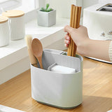 Maxbell Chopstick Storage Holder Cutlery Drain Rack for Kitchen Countertop Cutlery Gray
