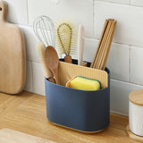 Maxbell Chopstick Storage Holder Cutlery Drain Rack for Kitchen Countertop Cutlery Dark Blue