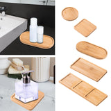 Maxbell Wooden Bathroom Tray Vanity Plate Soap Dispenser Tray Soap Holder for Home Rectangle A