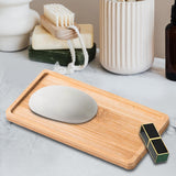 Maxbell Wooden Bathroom Tray Vanity Plate Soap Dispenser Tray Soap Holder for Home Rectangle A