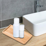 Maxbell Wooden Bathroom Tray Vanity Plate Soap Dispenser Tray Soap Holder for Home Rectangle A