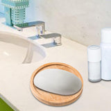 Maxbell Wooden Bathroom Tray Vanity Plate Soap Dispenser Tray Soap Holder for Home Round