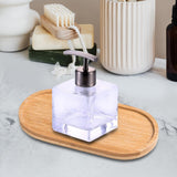 Maxbell Wooden Bathroom Tray Vanity Plate Soap Dispenser Tray Soap Holder for Home Oval