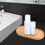 Maxbell Wooden Bathroom Tray Vanity Plate Soap Dispenser Tray Soap Holder for Home Oval