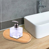 Maxbell Wooden Bathroom Tray Vanity Plate Soap Dispenser Tray Soap Holder for Home Oval