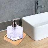 Maxbell Wooden Bathroom Tray Vanity Plate Soap Dispenser Tray Soap Holder for Home Square