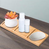 Maxbell Wooden Bathroom Tray Vanity Plate Soap Dispenser Tray Soap Holder for Home Rectangle B