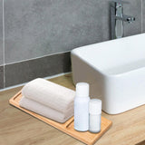 Maxbell Wooden Bathroom Tray Vanity Plate Soap Dispenser Tray Soap Holder for Home Rectangle B