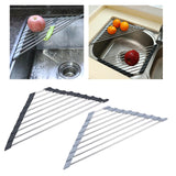 Maxbell Stainless Steel Foldable Corner Sink Rack for Laundry Room Kitchen Fruits Black