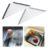 Maxbell Stainless Steel Foldable Corner Sink Rack for Laundry Room Kitchen Fruits Black