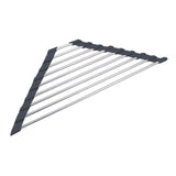 Maxbell Stainless Steel Foldable Corner Sink Rack for Laundry Room Kitchen Fruits Black