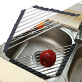 Maxbell Stainless Steel Foldable Corner Sink Rack for Laundry Room Kitchen Fruits Black