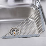 Maxbell Stainless Steel Foldable Corner Sink Rack for Laundry Room Kitchen Fruits Gray