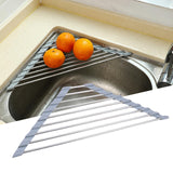 Maxbell Stainless Steel Foldable Corner Sink Rack for Laundry Room Kitchen Fruits Gray