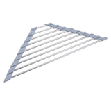 Maxbell Stainless Steel Foldable Corner Sink Rack for Laundry Room Kitchen Fruits Gray