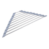 Maxbell Stainless Steel Foldable Corner Sink Rack for Laundry Room Kitchen Fruits Gray