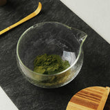 Maxbell 500ml Clear Textured Glass matcha bowl Cups With Pouring Spout