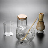 Maxbell Glass Matcha Bowl Set Gift Teacup with Pouring Spout for Kitchen Office