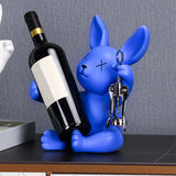 Maxbell Wine Rack Champagne Holder Rabbit Figurines Crafts for Kitchen Decorative Blue