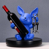 Maxbell Wine Rack Champagne Holder Rabbit Figurines Crafts for Kitchen Decorative Blue