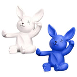 Maxbell Wine Rack Champagne Holder Rabbit Figurines Crafts for Kitchen Decorative Blue