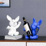 Maxbell Wine Rack Champagne Holder Rabbit Figurines Crafts for Kitchen Decorative Blue