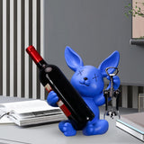 Maxbell Wine Rack Champagne Holder Rabbit Figurines Crafts for Kitchen Decorative Blue