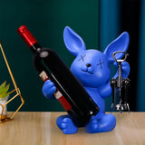 Maxbell Wine Rack Champagne Holder Rabbit Figurines Crafts for Kitchen Decorative Blue