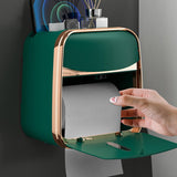 Maxbell Multipurpose Tissue Case with Drawer for Bathroom Living Room Green Plated